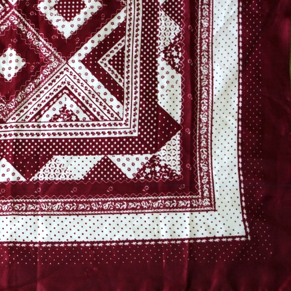 Vintage | Satin Red and White Large Print Square Scarf - Picture 2 of 7